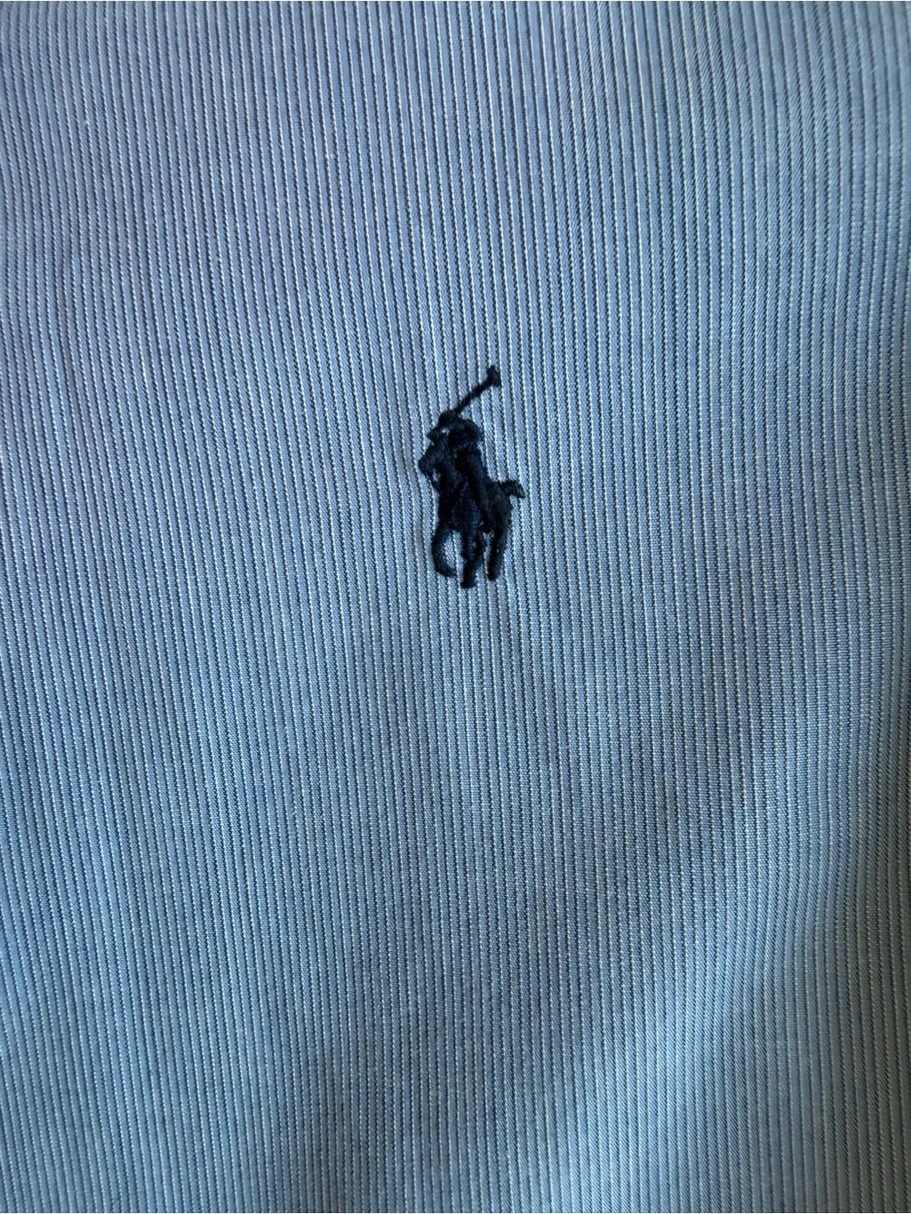 Vintage Polo by Ralph Lauren Men's Andrew 100% Cotton Shirt - Light Blue Stripe